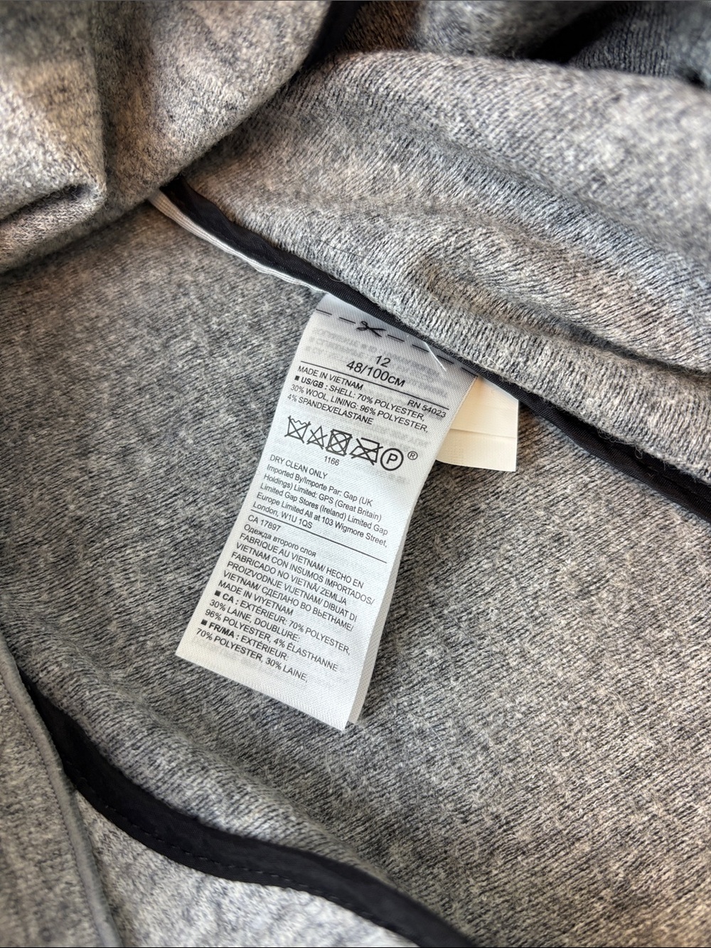 NWT Banana Republic Light Gray Knit/Wool Long and Lean Blazer - Perfect Size 12 - Picture 16 of 16